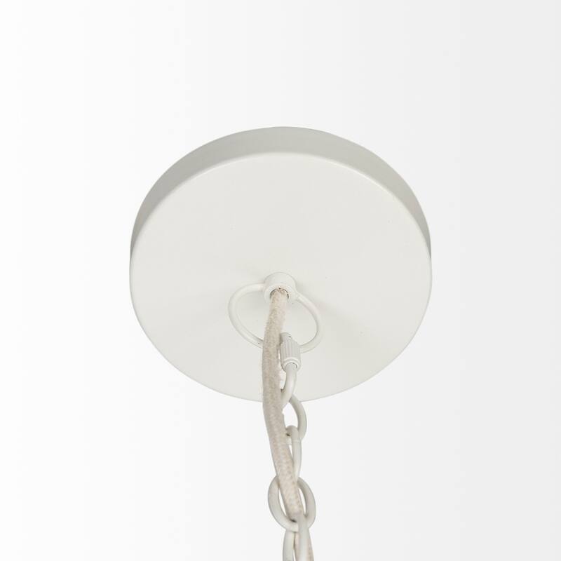 Theta White-Washed Beaded 3 Bulb Oval Chandelier