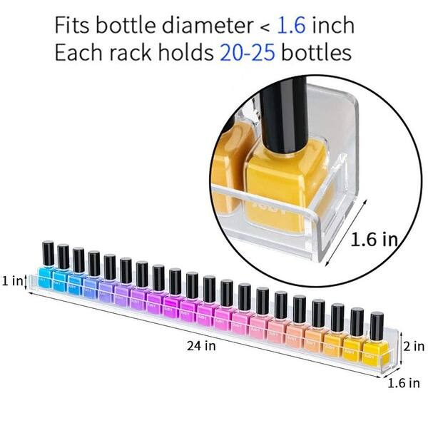 24 Inches Nail Polish Rack Wall Mounted Shelf with Removable Anti-slip ...