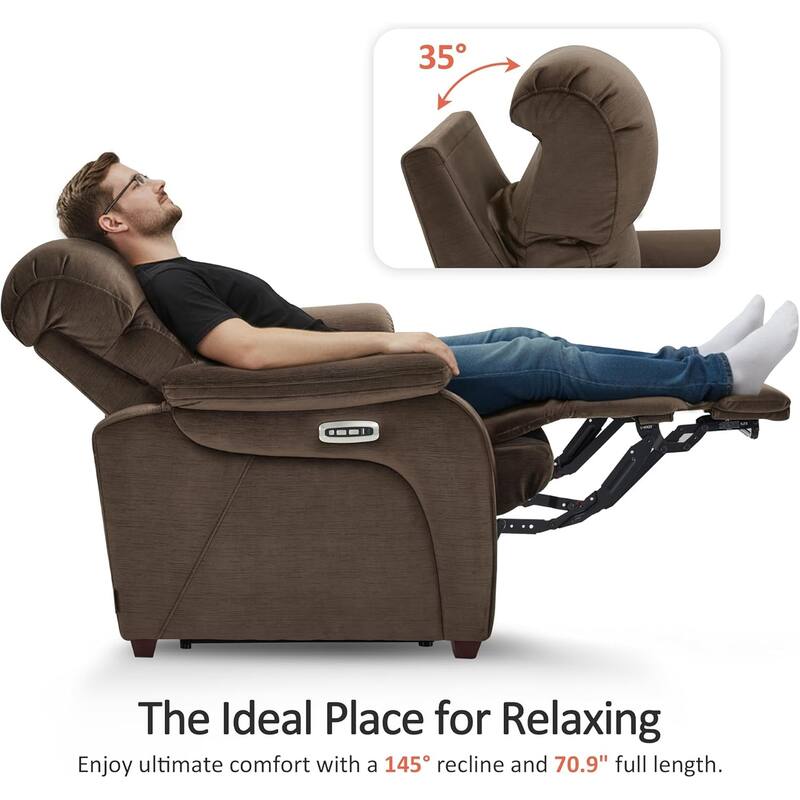 MCombo 61.6'' Wall Hugger Power Loveseat Recliner Sofa with Adjustable Headrest and USB A & C Charge Ports