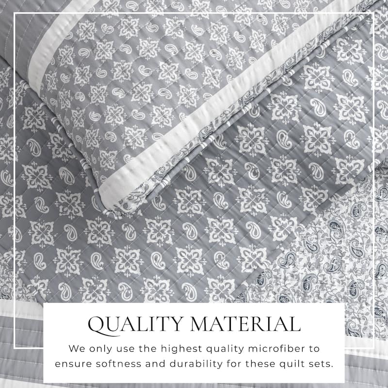 Linery & Co. Stripe & Paisley Microfiber Quilt Set With Shams