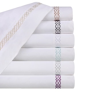 Superior Egyptian Cotton Embroidered Scroll 4 Piece Sheet Set