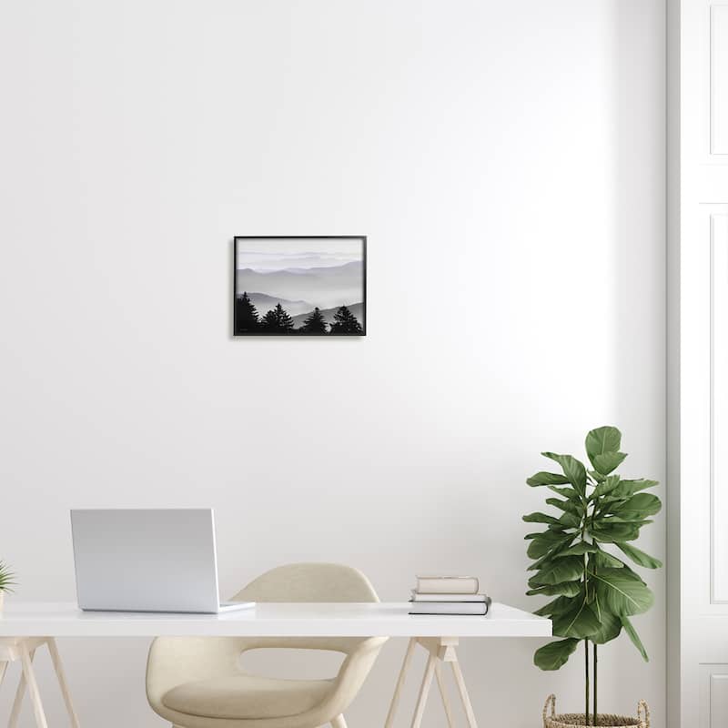 Stupell Pine Trees Silhouettes Foggy Mountain Range Peaks Framed Wall Art, Design by Lori Deiter