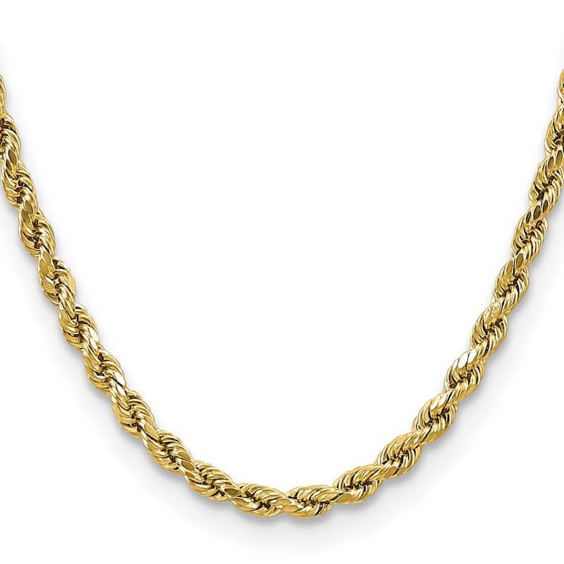 Curata 10k Yellow Gold Unisex 4.9mm Semi Solid Diamond Cut Rope Chain Bracelet Options: 7" 8" 9"
