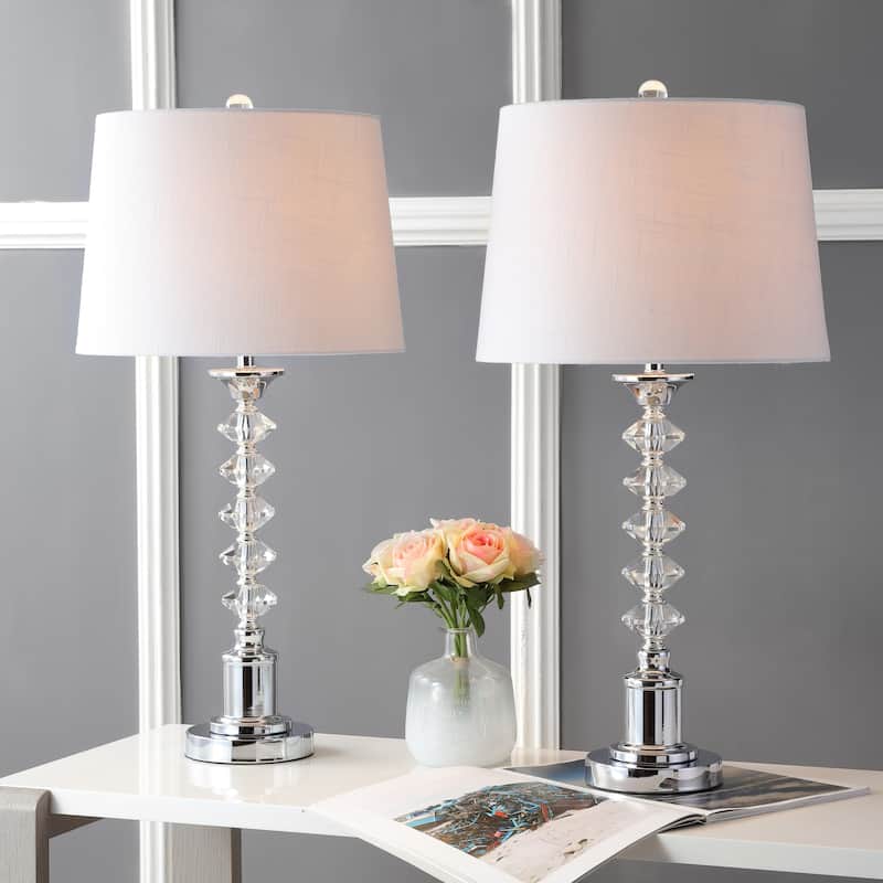 Kinsley 28" Crystal LED Table Lamp, Clear/Chrome (Set of 2) by JONATHAN Y