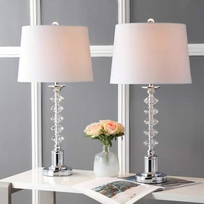 Kinsley 28" Crystal LED Table Lamp, Clear/Chrome (Set of 2) by JONATHAN Y