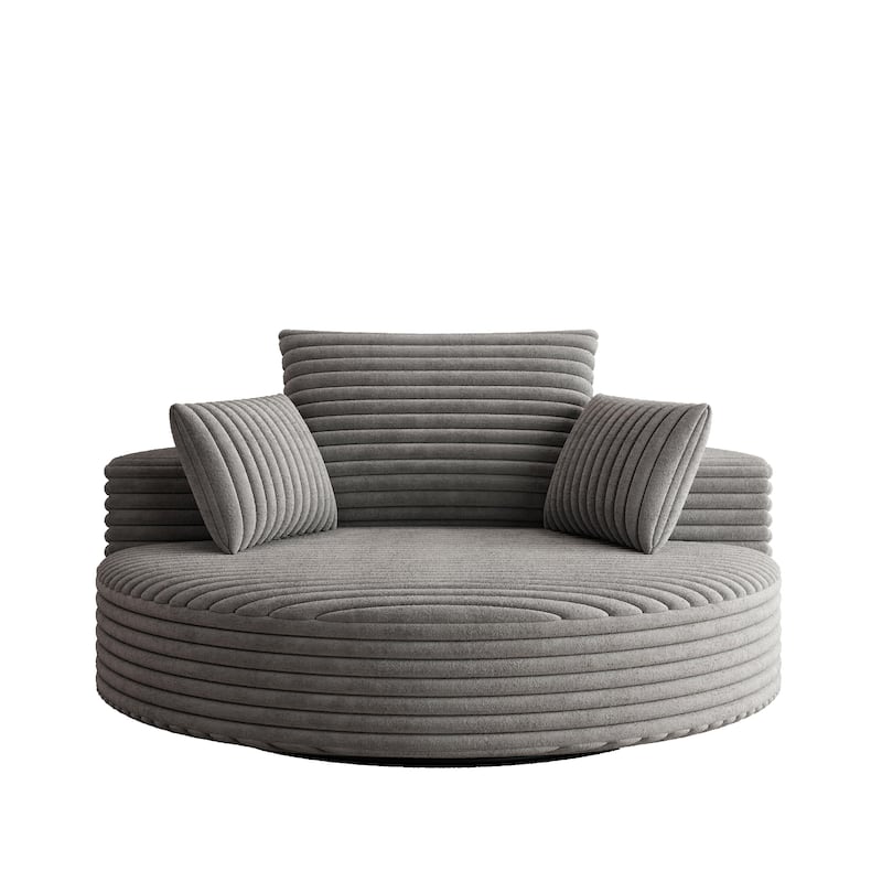 55" Luxury Swivel Chair - Plush Chenille Upholstery with 360° Rotation, Fluffy Modern Design for Living Rooms & Home Theaters