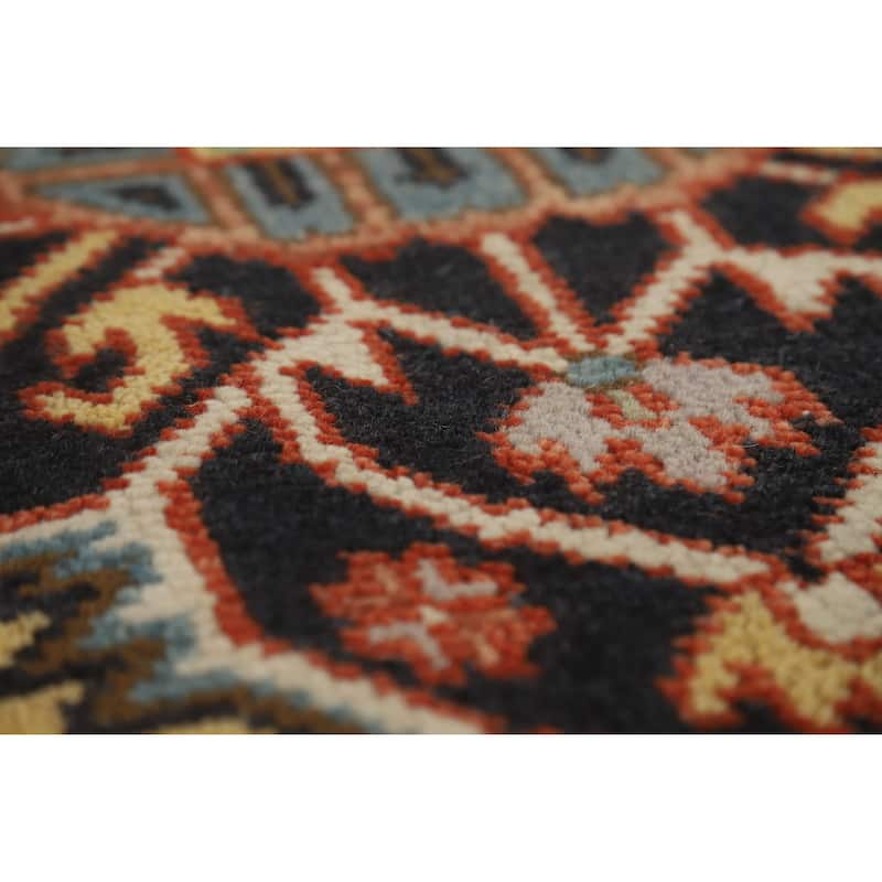 Hand Knotted Oriental 100% Wool Carpet Traditional Medallion Navy Blue & Blues Heriz (serapi) Area Rug - 11' 10'' X 8' 9''
