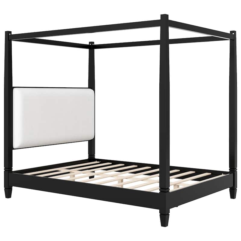 Canopy Platform Bed with Upholstered Headboard by Harper&Bright Designs
