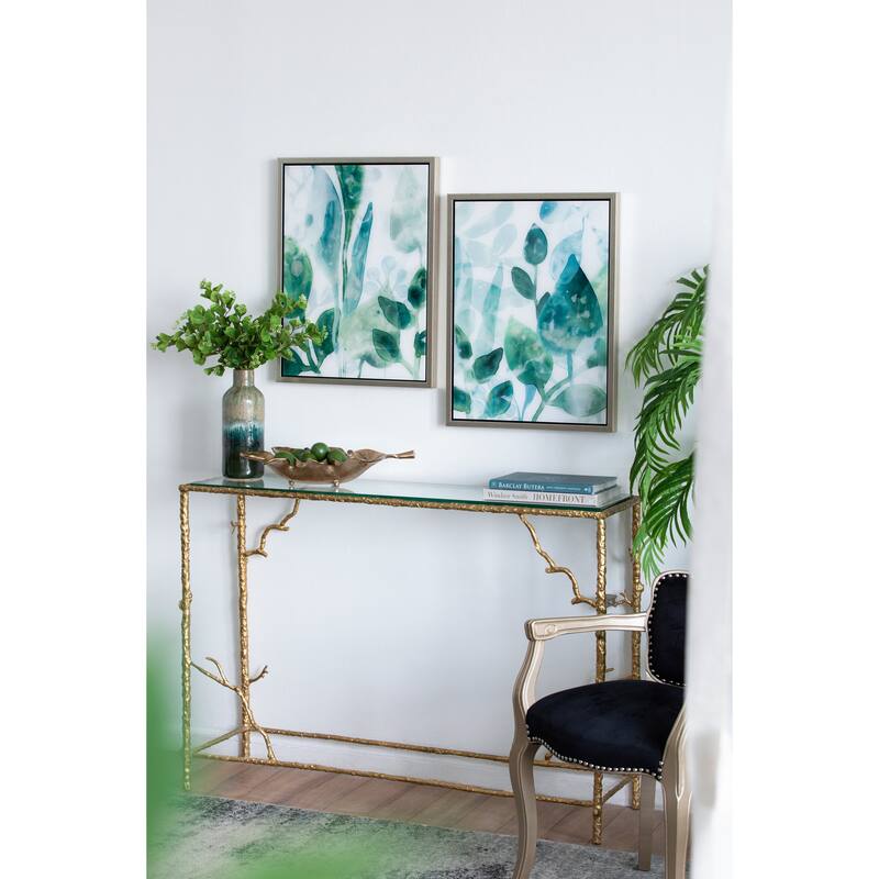 Modern Wall Decor Printed Acrylic Decor with Watercolor Leaf Pattern, for Living Room Bedrrom Entryway Office, Set of 2