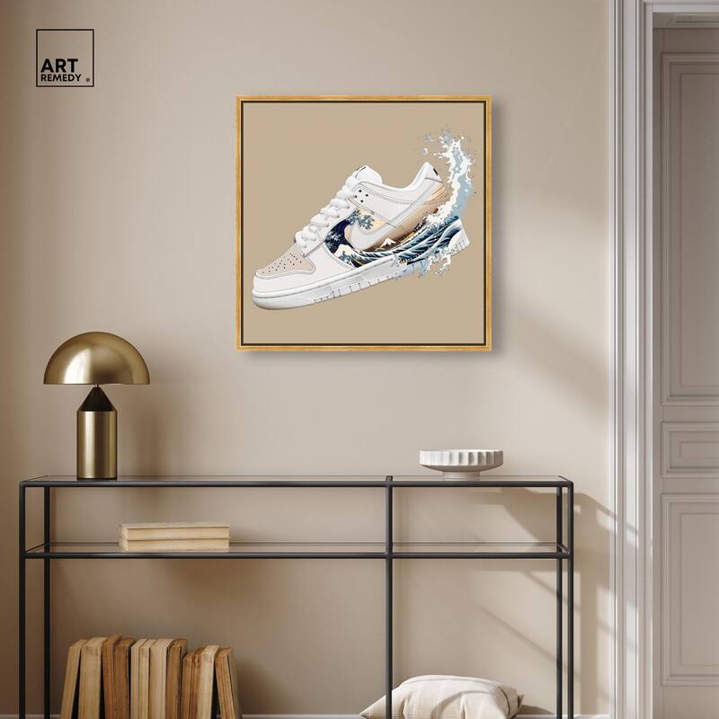 Great Wave Sneaker Splash Canvas by Art Remedy