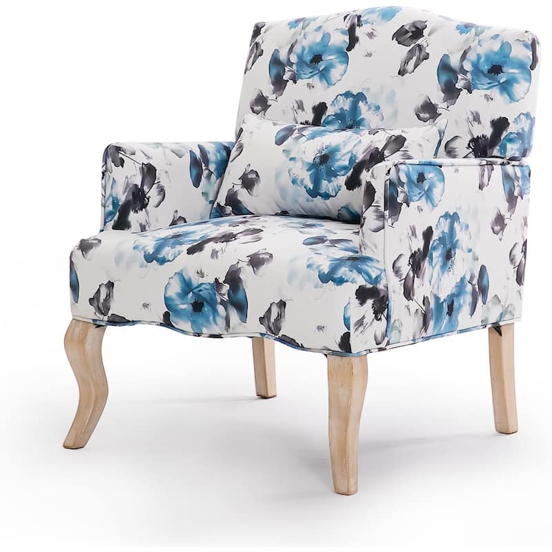 EROMMY Floral Accent Chair for Living Room, Upholstered Wingback Armchair with Pillow.