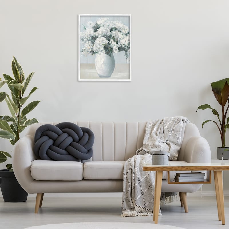 Stupell Timeless White Flower Vase Framed Giclee Art Design By Sally Swatland