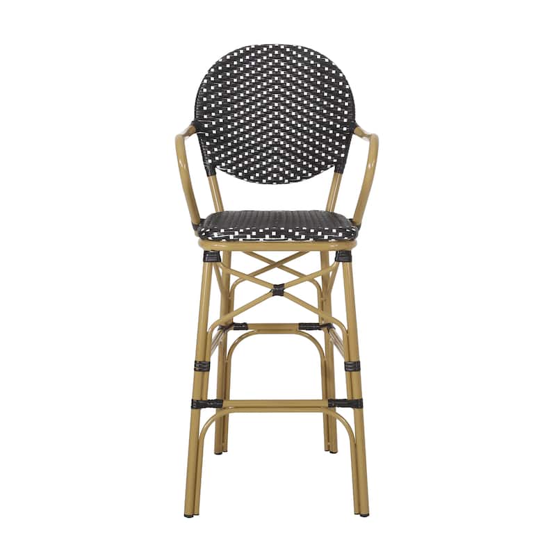 Vande Wicker and Aluminum Outdoor 29.5 Inch French Barstools by Christopher Knight Home