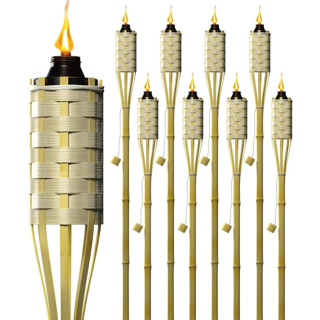 Matney Torches - Includes Metal Oil Canisters with Covers to Extinguish flame (8 Pack)