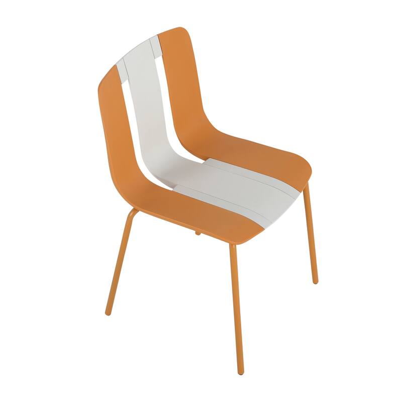 Modern Striped Chairs w/ PP Seats & Metal Legs, Indoor/Outdoor, 4-Pack
