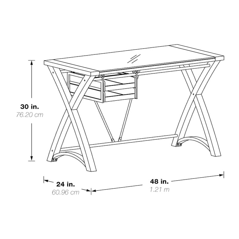 48" Glass-Top Desk with Storage