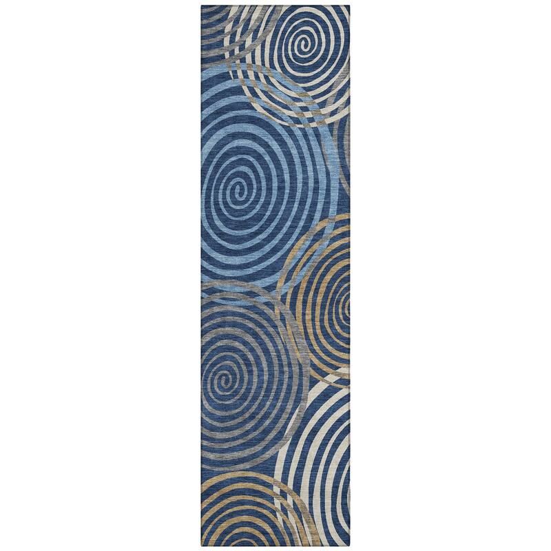 Machine Washable Indoor/ Outdoor Contemporary Swirls Chantille Rug