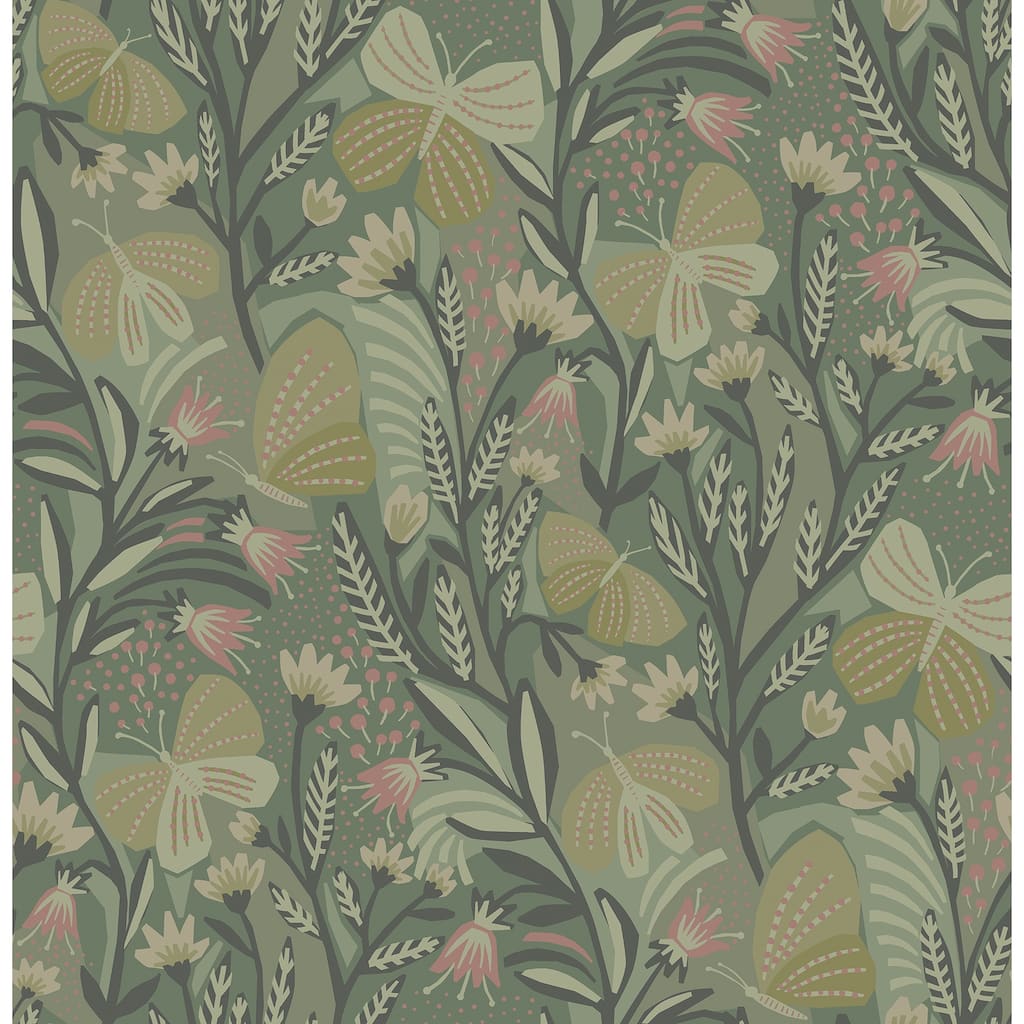 Pip & Lo Sage Papillon Flutter Peel & Stick Wallpaper