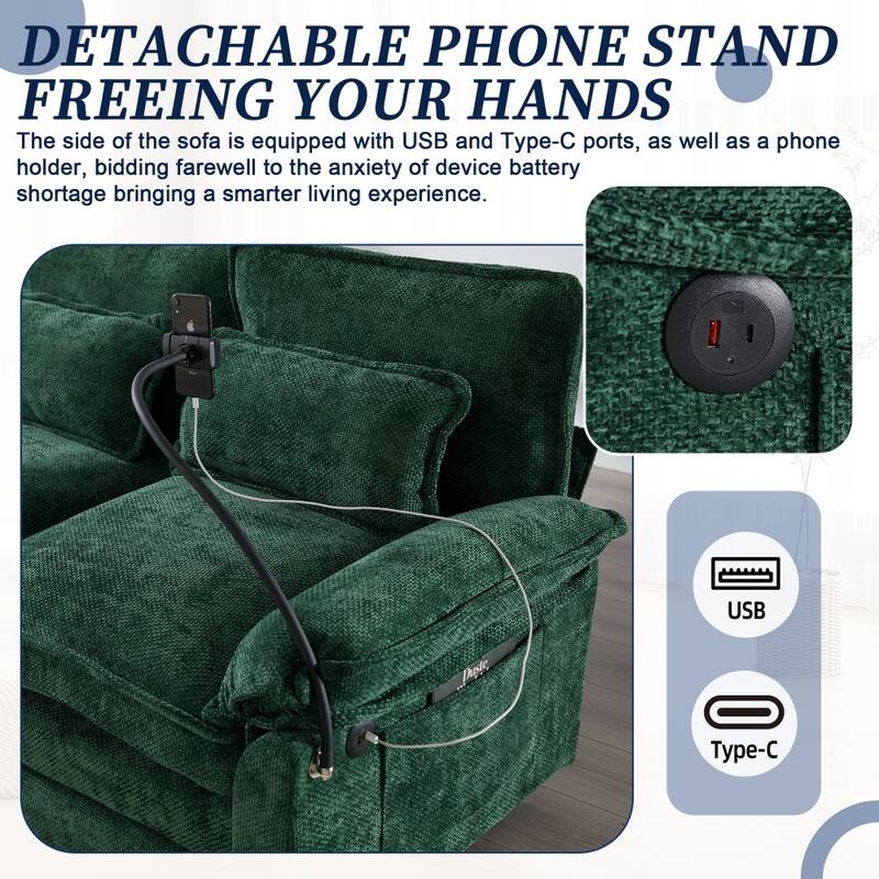 106.69" Modular U-shaped Sectional Sofa with Chaise Lounge and Ottoman, Pillows