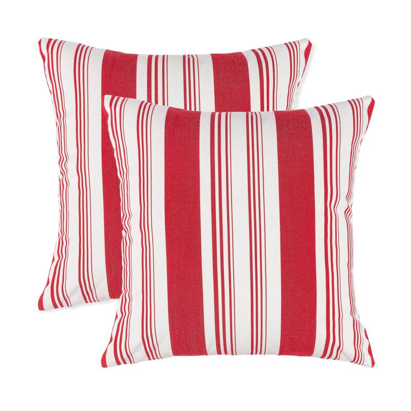 19” Square Outdoor/Indoor Zippered Pillow, (set of 2) By Austin Horn Classics - RED / NATURAL