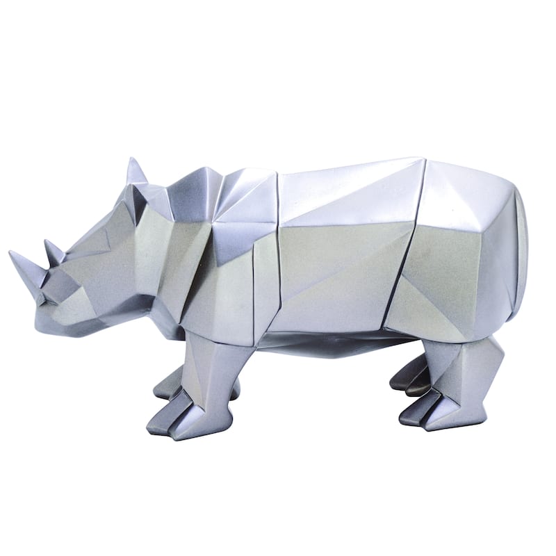 CosmoLiving by Cosmopolitan Silver Polystone Rhino Decorative Sculpture