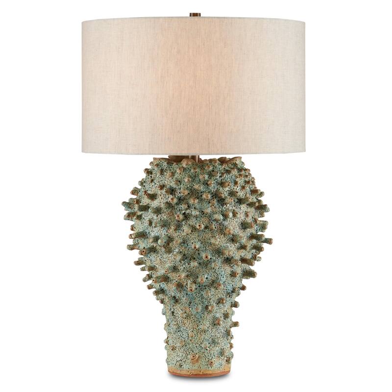 Currey & Company Sea Urchin Green Table Lamp - 30.25"h x 19"dia - 30.25"h x 19"dia - Sunken Green