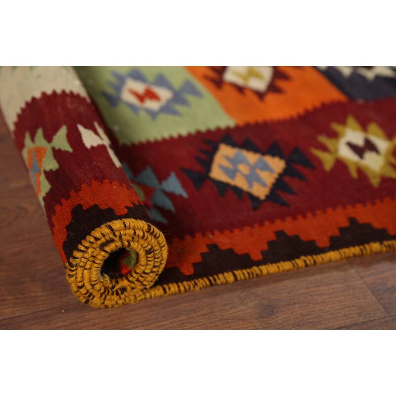 Tribal Kilim Qashqai Persian Vintage Rug Hand-Woven Wool Carpet - 4'7"x 7'5"