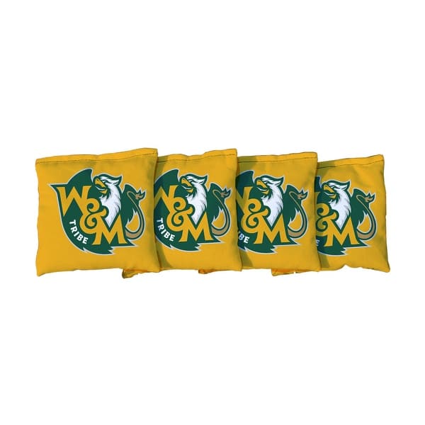 slide 2 of 3, College of William & Mary Tribe Tan Cornhole Bags All-Weather Resin Filled