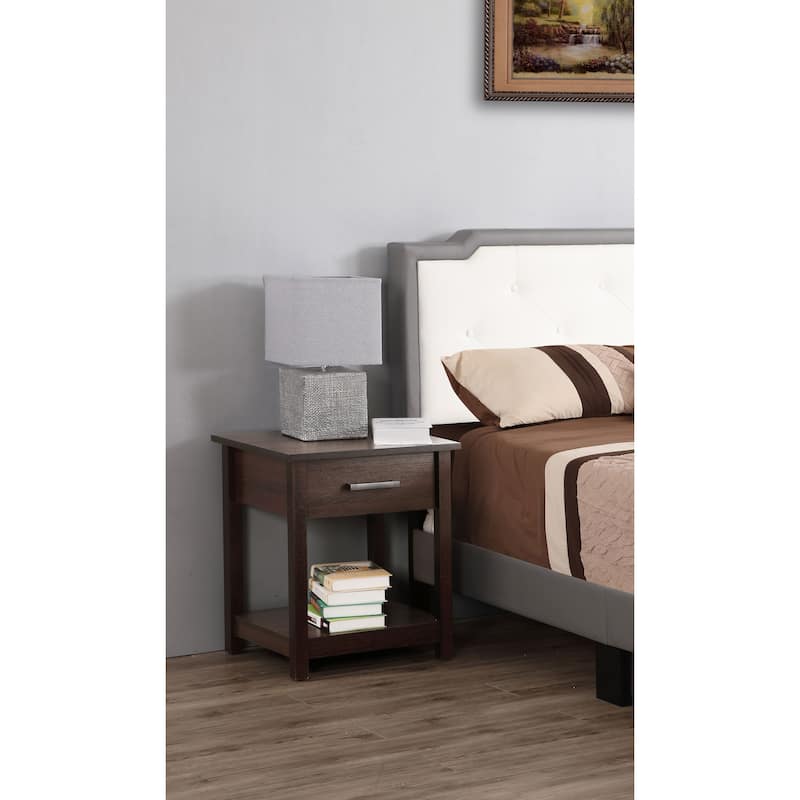 Salem 1-drawer and Shelf Wooden Nightstand - Wenge
