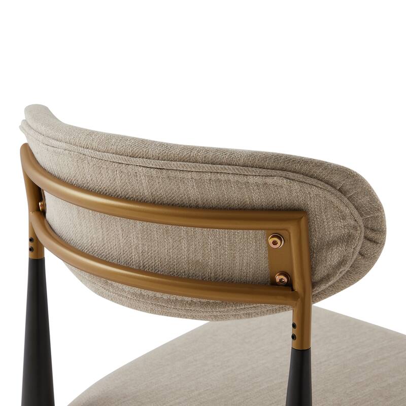 Christopher Knight Home - Livia Armless Bar Stool Set of 2 - Modern Fabric Upholstery with Sleek Black and Gold Metal Frame