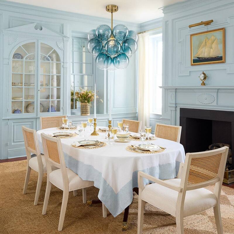 Glam Single-light Dining Room Glass Globe Bubble Chandelier - 17.7 in