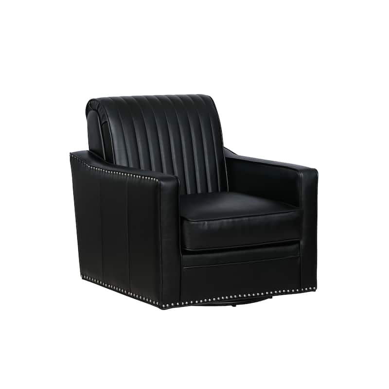 Carlota Faux Leather 360 Swivel Accent Chair - Black