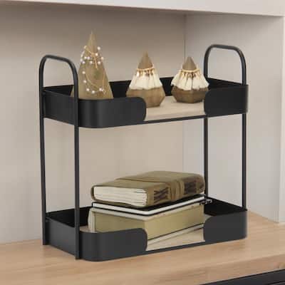 Quintelle Two Tier Wood & Metal Table Organizer
