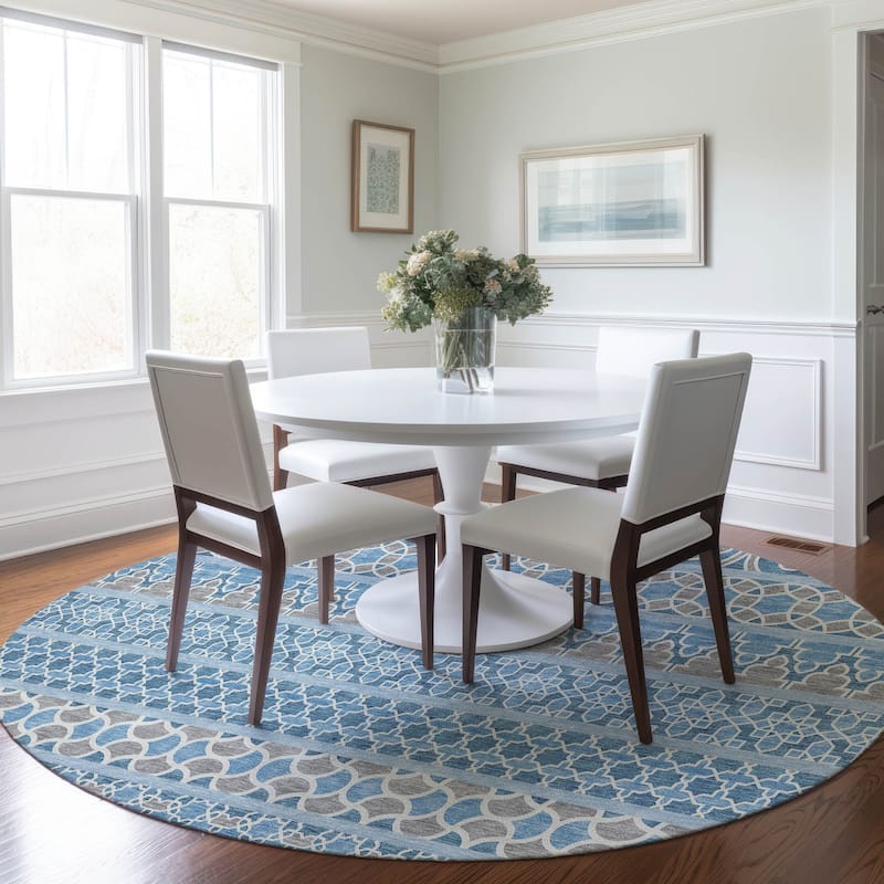Machine Washable Indoor/ Outdoor Chantille Stripe Boho Rug