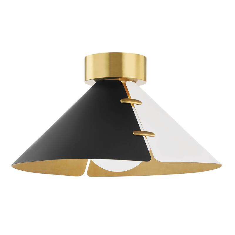 Hudson Valley Split 1-Light Aged Brass Large Flush Mount