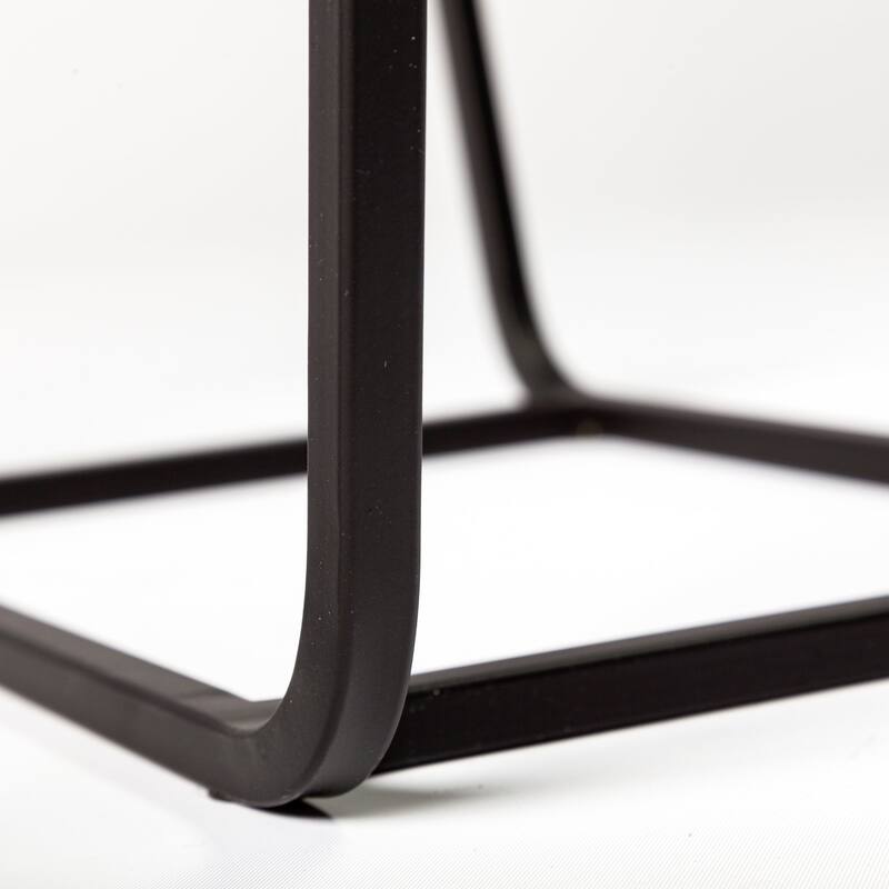 Arya Glass Top w/ Black Iron Frame Rectangular Accent Tables (Set of 2) - 23.6L x 9.8W x 21.7H