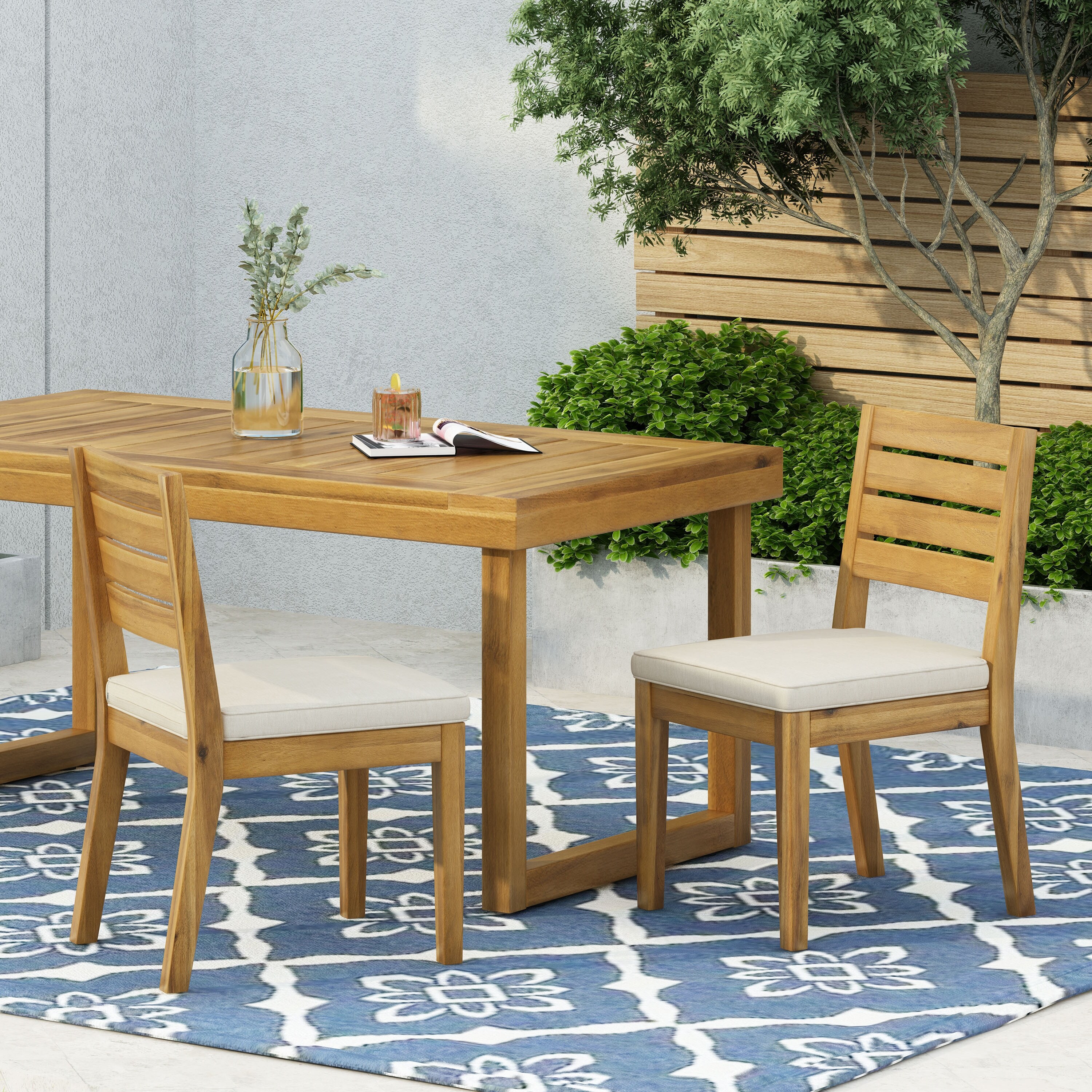Acacia wood outdoor dining chairs store