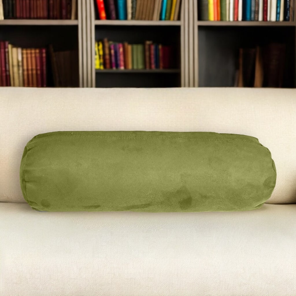 HomeRoots 8" X 20" Moss Green Bolster Microsuede Throw Pillow