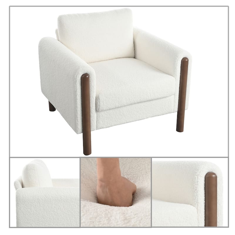 Modern style lounge sofa chair with wooden legs and upholstered backrest suitable for bedroom study living room lounge