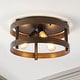 preview thumbnail 2 of 7, Paulina 16" 3-Light Farmhouse Industrial Iron LED Flush Mount, Brown Wood Finished/Oil Rubbed Bronze by JONATHAN Y