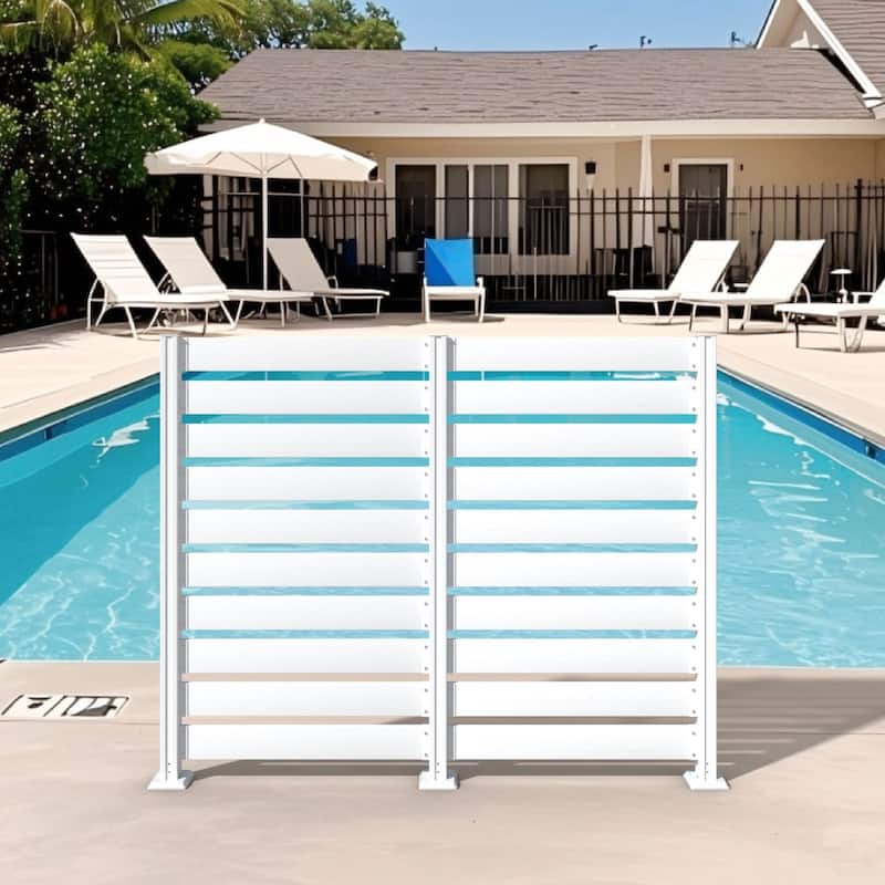 VEIKOUS 2 Pannel Versatile Outdoor Privacy Panels, Aluminum and Wooden Fence Panels for Garden - 78''×68.9'' - White