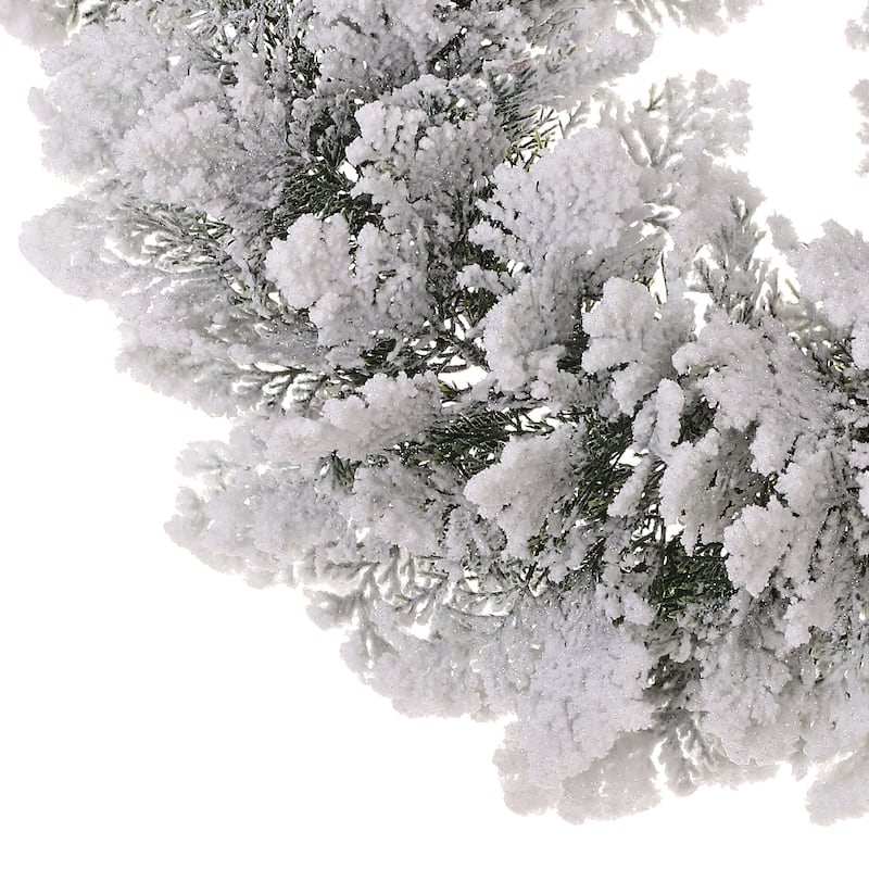 22" Snowy Acadia Cedar Wreath