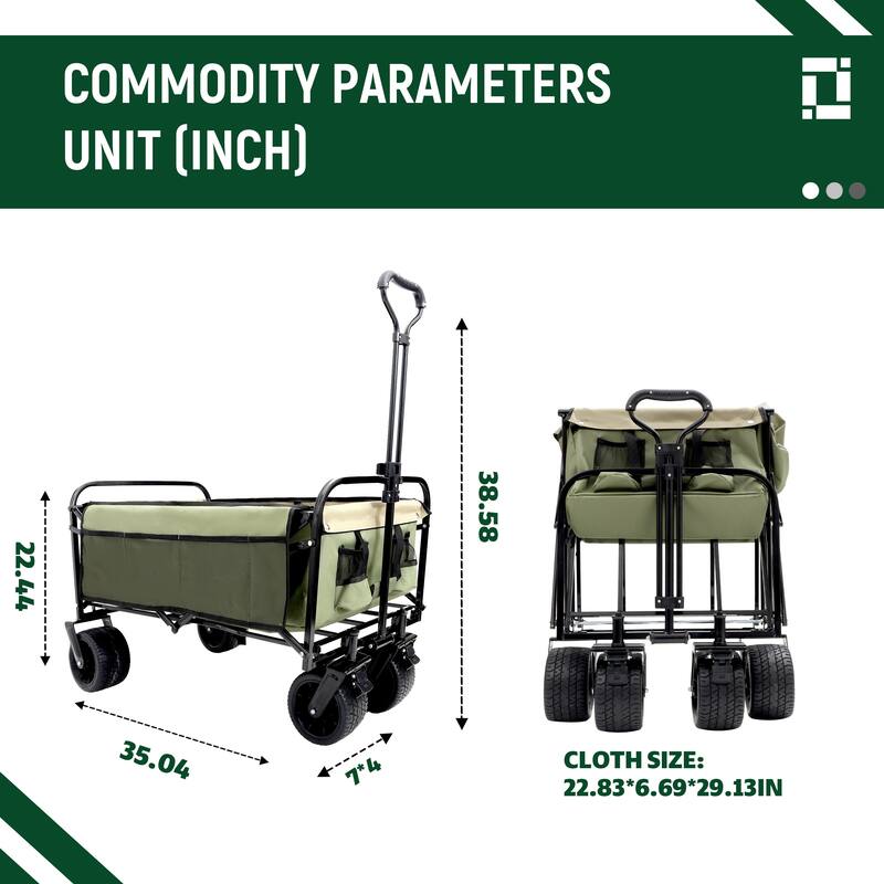 440Lbs Collapsible Foldable Wagon Cart With 3Pcs Liner Bag , Beach Wagon Utility Cart For Camping Shopping Sports