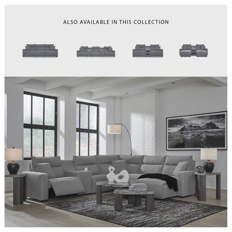Signature Design by Ashley Modmax Ii Gray 6-Piece Power Reclining Sectional - 143" W x 125" D x 41" H