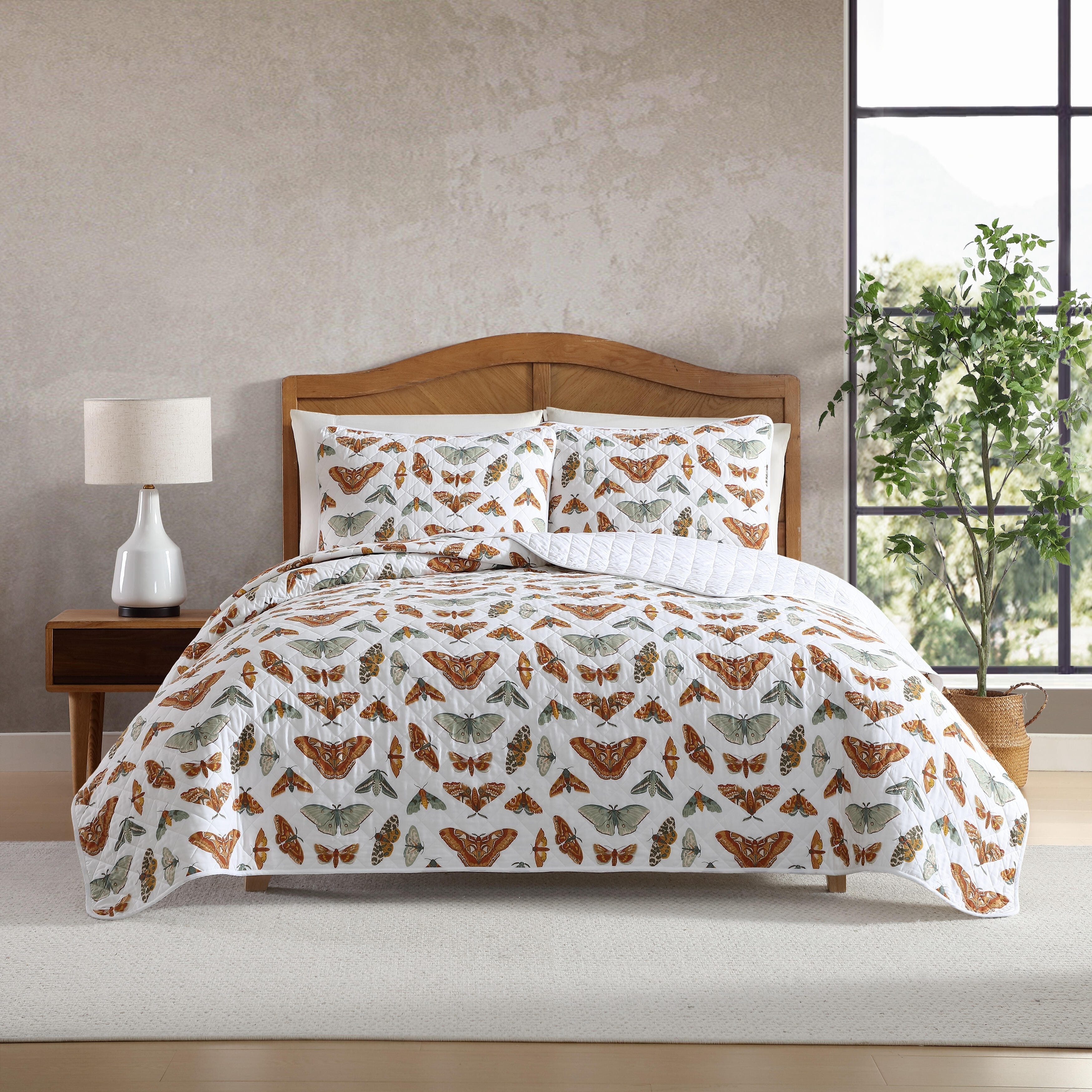 Eddie Bauer Wilford Butterfly Cotton Beige Quilt Set