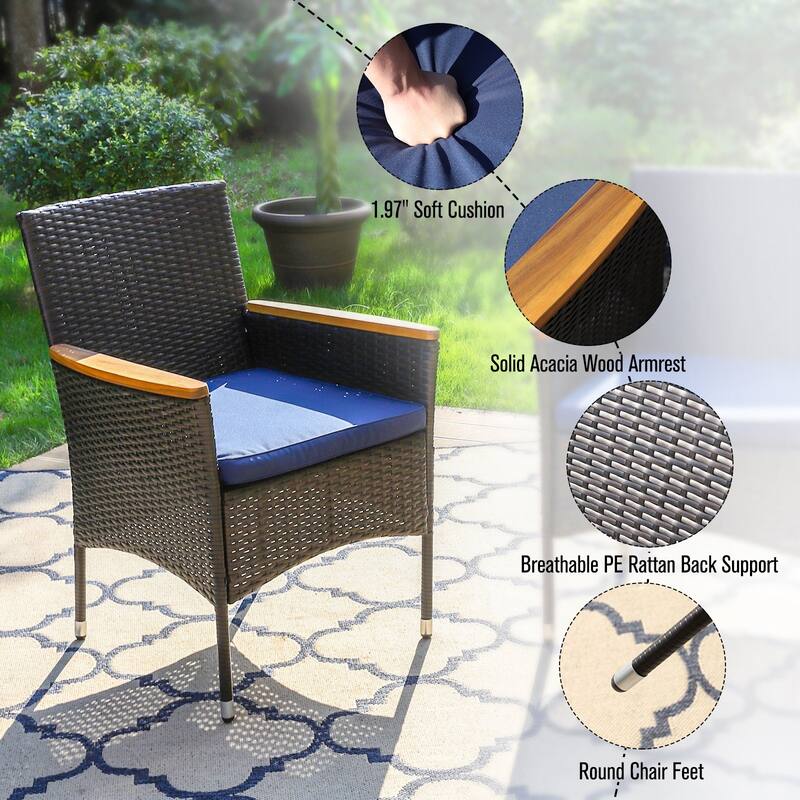 MAISON ARTS Outdoor Patio 6 Pieces Dining Set with Umbrella