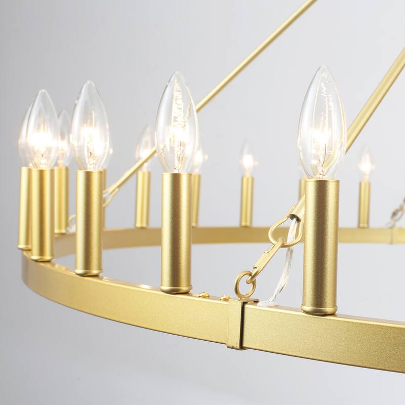 36-Light 47 in. Large Modern Farmhouse Candle Wagon Wheel Chandelier for Living Room