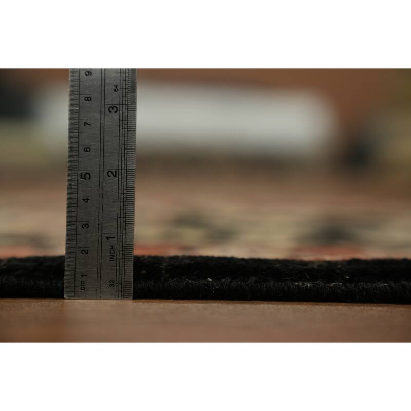Hand Knotted Oriental 100% Wool Carpet Traditional All-Over Black Ziegler Runner Rug - 10' 0'' X 2' 7''
