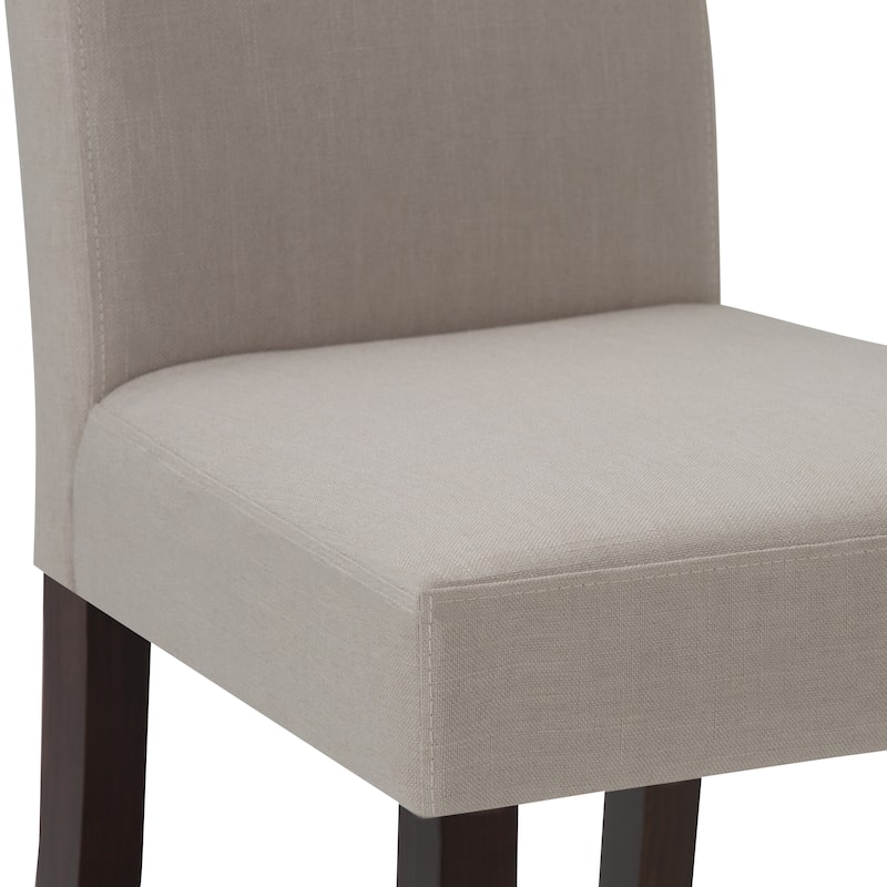 WYNDENHALL Normandy Transitional 7 Pc Dining Set with 6 Upholstered Parson Chairs and 66 inch Wide Table