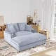 preview thumbnail 1 of 71, GDFStudio - Polyester 50.9" Loveseat Chaise Lounge Chair with Cup Holders Gray